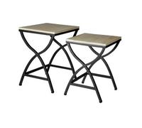 Kingwood Industrial Geometrical Frame Base Set Of 2 Metal And Wood Nested Tables