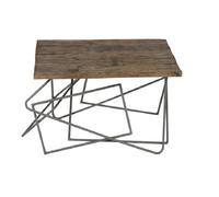 Kingwood Industrial Reclaimed Metal Base Geometric Wooden Top Square Coffee Table