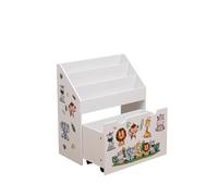 Kingwudo® MDF White Bookshelf for Kids Children's Bookcase Bookcase with Storage Drawer and Wheels Book and Toy Organizer Cabinet for Bedroom Playroom Classroom