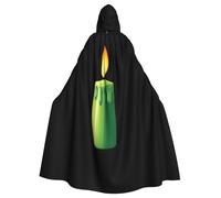 Kingww Burning Green Candle Halloween Hooded Cloak For Men And Women: Lightweight Polyester Cloak With Hood - Perfect For Cosplay, Halloween & Costume Parties
