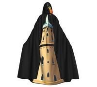 Kingww Butterfly On The Top Of The Tower Halloween Hooded Cloak For Men And Women: Lightweight Polyester Cloak With Hood - Perfect For Cosplay, Halloween & Costume Parties