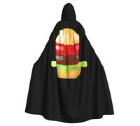 Kingww Hamburger Shaped Gummy Candy Halloween Hooded Cloak For Men And Women: Lightweight Polyester Cloak With Hood - Perfect For Cosplay, Halloween & Costume Parties