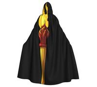 Kingww Huge Burning Torch Halloween Hooded Cloak For Men And Women: Lightweight Polyester Cloak With Hood - Perfect For Cosplay, Halloween & Costume Parties