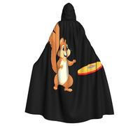 Kingww Little Squirrel Catching The Frisbee Halloween Hooded Cloak For Men And Women: Lightweight Polyester Cloak With Hood - Perfect For Cosplay, Halloween & Costume Parties