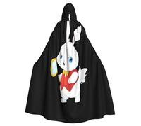 Kingww Little White Rabbit Looking In The Mirror Halloween Hooded Cloak For Men And Women: Lightweight Polyester Cloak With Hood - Perfect For Cosplay, Halloween & Costume Parties
