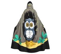 Kingww Owl Guarding Treasure Halloween Hooded Cloak For Men And Women: Lightweight Polyester Cloak With Hood - Perfect For Cosplay, Halloween & Costume Parties