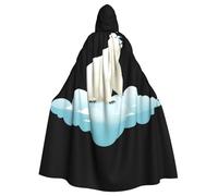 Kingww Polar Bear On The Cloud Halloween Hooded Cloak For Men And Women: Lightweight Polyester Cloak With Hood - Perfect For Cosplay, Halloween & Costume Parties