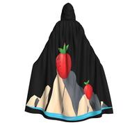 Kingww Red Fruit On The Cliff Halloween Hooded Cloak For Men And Women: Lightweight Polyester Cloak With Hood - Perfect For Cosplay, Halloween & Costume Parties