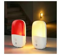 KINGYEENUO 670nm Red Light Night Light for Sleep, Zero Blue Light Warm White 2500K Plug in Wall Nightlight with Dusk to Dawn Sensor, Dimmable Red LED Lamp for Bedroom Nursery Bathroom Hallway, 2 Pack
