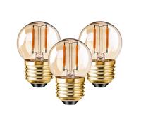 KINGYEENUO Vintage E27 LED Bulb 1.5W, G40 Amber Night Light Bulbs, Edison Screw LED Filament Bulbs, Ultra Warm White 2200K, 15W Equivalent, Home Ceiling Chandelier Light Bulbs, 3 Pack
