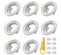 KingYH 8 Pack GU10 Round Recessed Spotlights Downlight Bezel Trim Ring Fitting Light Mounting Frame with Lamp Holder for MR16 Ceiling Lights Spotlight (Silver)