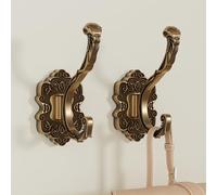 Kingyuan Vintage Brass Coat Hooks Wall Mount 2PCS,Heavy Duty Wall Hooks, Metal for Hanging Coats, Towels, Keys & Purses in Entryway, Bathroom, Installation Kit Included,Watch The Installation Video