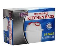 Kingzak 1311 Tall Kitchen Drawstring Trash Bag | 13 Gallon | Pack of 30