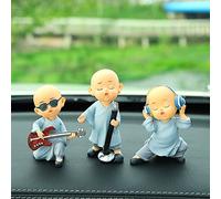 Kingzhuo Baby Buddha Statue Cute Buddha Monk Figurines Statue Mini Happy Buddha Figurine Set of Three Shelf Table Desktop Car Dash Decorations Monk Statues Home Office Car Decor