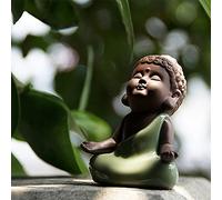 KINGZHUO Ceramic Tiny Cute Baby Buddha Statue Monk Figurine Cute Buddha Babies Baby Buddha Monk Home Decoration Zen Decor Peaceful Rulai Figurine (C)