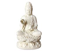 KINGZHUO Chinese Goddess Statue Solid Resin Beautiful Kuan Yin Statue Quan Yin Statue Goddess of Mercy Guan Jin Buddha Statue Guan Yin Statue on Lotus 5.1 inch Tall (polyresin Material)