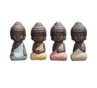 Kingzhuo Set of 4 Ceramic Little Cute Small Buddha Statue Monk Figurine Creative Baby Crafts Dolls Ornaments Gift Classic Delicate Ceramic Arts and Crafts Tea Accessories 4 Pcs (4 x 8.4 CM)
