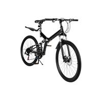 KinHall 26 Inch Folding Mountain Bike 21 Speed with Dual Disc Brakes, Carbon Steel Frame and Front Suspension, Adjustable Seat for Men Women, Foldable Bicycle for Commuting and Off-Road