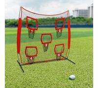KinHall 7 x 7ft Rugby Throwing Net, Rugby Throwing Net with 5 Target Pockets, Throwing Net, for Outdoor and Indoor Use, for Rugby Playing (Red)