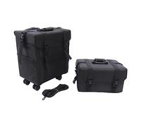 KinHall Beauty Case 2-in-1 Professional Make Up with Drawers Cosmetic Case Pilot Case Beauty Case Travel Trolley Vanity Case 41 x 30 x 49 cm, black, Modern