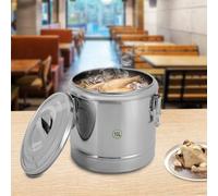 KinHall Food Insulated Bucket, 10L Stainless Steel Insulated Soup Transporter Thermal Transport Container for Outdoor Picnic Travel