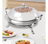KinHall Stainless Steel Professional Chafing Dish Food Warmer Heat Container 3.0 Litre Food Warmer Warming Container Heat Container for Household (Silver)