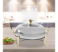 KinHall Stainless Steel Professional Chafing Dish Food Warmer Heat Container 3.0 Litre Food Warmer Warming Container Heat Container for Household (Gold)