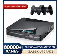 KINHANK Super Console X2 Pro Retro Video Game Console with 80000 Video Games for PS1/DC/MAME/SS with Gamepad Kid Gift Game Box 64g