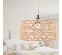 Kinhoou Woven Lamp Shade for E27 Bulbs, Farmhouse Style Pendant Light Shade with E14 Adapter Ring, Natural Woven 30cm Shade for Ceiling, Table & Floor Lamps