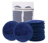 KinHwa 14 Pack Makeup Remover Cloth Reusable Microfibre Round Face Pads for Face Eyes Lips Washable Face Cloths for All Skin Types Navy-blue