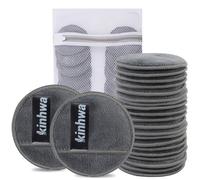 KinHwa 20 Pack Makeup Remover Pads Reusable Microfibre Round Face Pads for Face Eyes Lips Washable Face Cloths for All Skin Types Grey