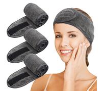 KinHwa 3 Pack Spa Facial Headband Makeup Hair Band Women Skincare Adjustable Microfibre Headband for Washing Face Sports Yoga Darkgray