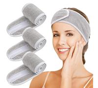 KinHwa 3 Pack Spa Facial Headband Makeup Hair Band Women Skincare Adjustable Microfibre Headband for Washing Face Sports Yoga Lightgray