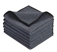 KinHwa 6 Pack Microfibre Drying Towels Waffle Dish Cloth Super Absorbent Washable Kitchen Tea Towels 30 x 30 cm Grey