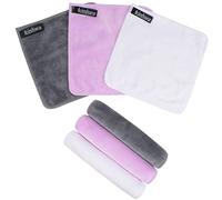 KinHwa 6 Pack Microfibre Flannel Face Cloth Quick Dry Baby Wash Cloth Soft Makeup Remover Cloths for Skin Face Care Cleansing 20x20cm Grey+White+Pink