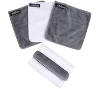 KinHwa 6 Pack Microfibre Flannel Face Cloth Quick Dry Baby Wash Cloth Soft Makeup Remover Cloths for Skin Face Care Cleansing 20x20cm Grey + White