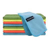 KinHwa 9 Pack Microfibre Dish Cloths Absorbent and Fast Dry Reusable Cleaning Cloth with Scrub Side for Kitchen Cleaning and Washing up 20x20 cm mul