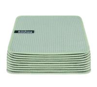 KinHwa Dish Cloth, Green Dish Cloth, Waffle Cloth, Microfibre Cloth, Washable Dish Cloths for Kitchen, Thick Cleaning Cloths, Lint-Free, 20 cm x 20 cm, Barista Cloth, Pack of 10