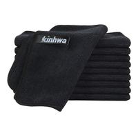 KinHwa Microfibre Cleaning Cloth Dish Cloths Reusable Barista Cloth Super Absorbent Cleaning Rags for Kitchen and Lint Free Towels Fast Drying Cloth 20x20cm 10 Pack Black