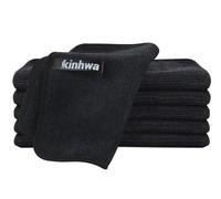 KinHwa Microfibre Cleaning Cloth Reusable Dish Cloths Super Absorbent and Lint Free Cleaning Towels for House, Kitchen, Car 20 x 20cm Pack of 6 Black