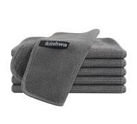 KinHwa Microfibre Cleaning Cloths 20 x 20 cm Pack of 6 Microfibre Cloths Cleaning Cloths Dish Cloth Washable Environmentally Friendly and Lint Free Grey