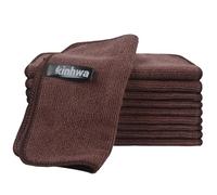 KinHwa Microfibre Dish Cloths Reusable Cleaning Cloth Super Absorben and Lint Free Towels Kitchen Fast Drying Cloth 20x20cm 10 Pack Brown