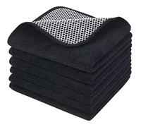 KinHwa Microfibre Dish Cloths Reusable Cleaning Cloth Super Absorben and Lint Free Towels Kitchen Fast Drying Cloth 30x30cm 6 Pack Black