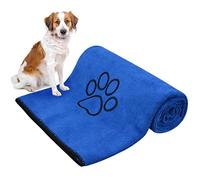 KinHwa Microfibre Dog Towels Large 127cm x 76cm Super Absorbent and Quick Dry Pet Towels for Bath Dogs Cats with Embroidered Paw Print Dark-blue
