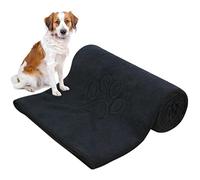 KinHwa Microfibre Dog Towels Large 127cm x 76cm Super Absorbent and Quick Dry Pet Towels for Bath Dogs Cats with Embroidered Paw Print Black