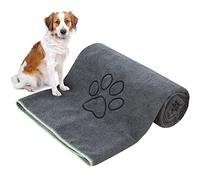 KinHwa Microfibre Dog Towels Large 127cm x 76cm Super Absorbent and Quick Dry Pet Towels for Bath Dogs Cats with Embroidered Paw Print Grey