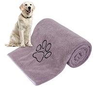 KinHwa Microfibre Dog Towels Large 127cm x 76cm Super Absorbent and Quick Dry Pet Towels for Bath Dogs Cats with Embroidered Paw Print Purple