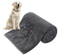 KinHwa Microfibre Dog Towels Large 127cm x 76cm Super Absorbent and Quick Dry Pet Towels for Bath Dogs Cats with Embroidered Paw Print Darkgrey
