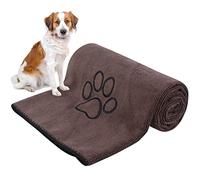 KinHwa Microfibre Dog Towels Large 127cm x 76cm Super Absorbent and Quick Dry Pet Towels for Bath Dogs Cats with Embroidered Paw Print Brown