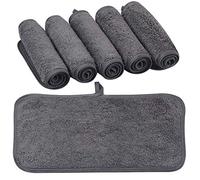 Kinhwa Microfibre Face Cloths Ultra Soft Flannel Makeup Remover Cloths for Sensitive Skin, 15x30 cm Washable Reusable Cleansing Towels for Face and Eyes, Dark Grey 6 Pack